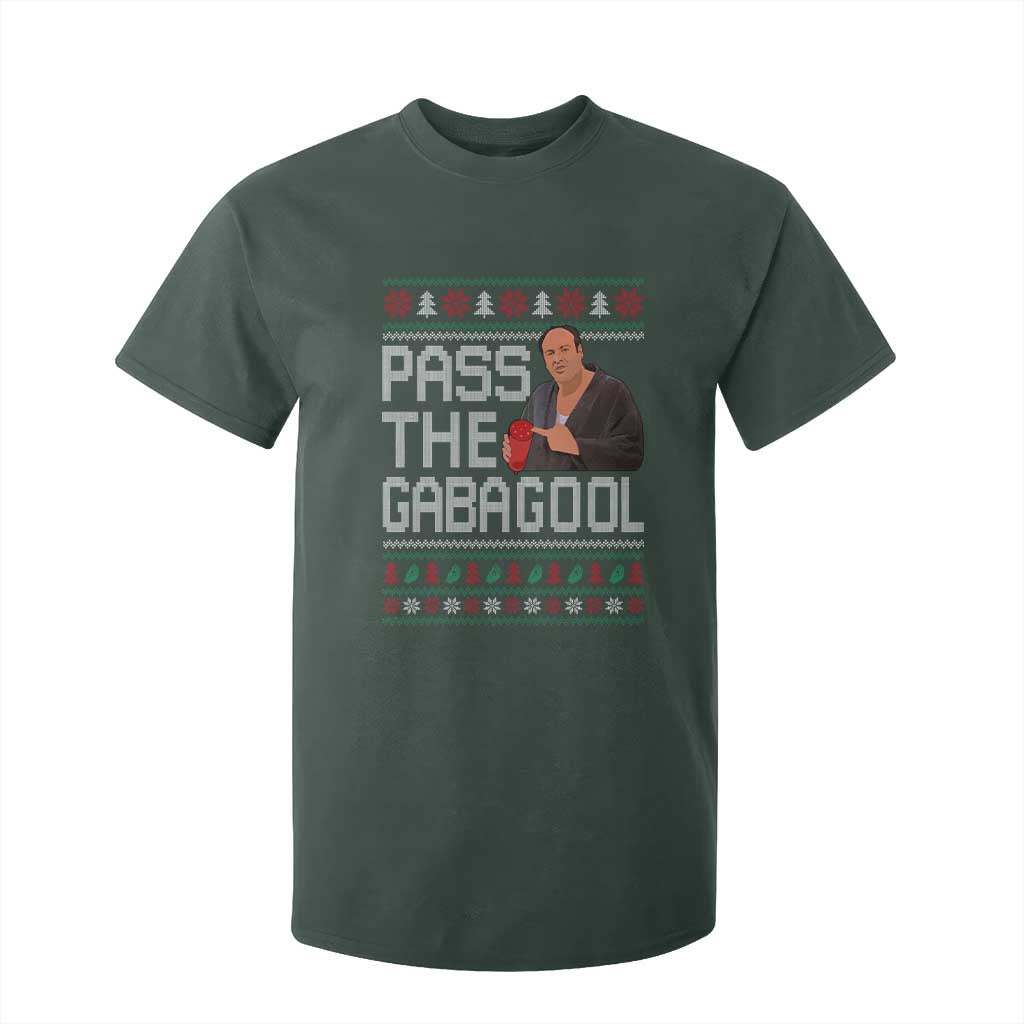 Funny Pass The Gabagool Christmas T Shirt For Kid Italian Food Xmas Mafia Movie TS11 Dark Forest Green Print Your Wear