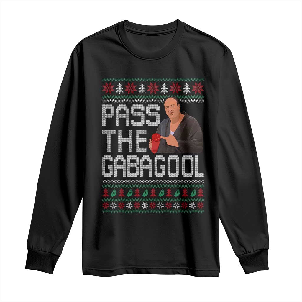 Funny Pass The Gabagool Christmas Long Sleeve Shirt Italian Food Xmas Mafia Movie TS11 Black Print Your Wear