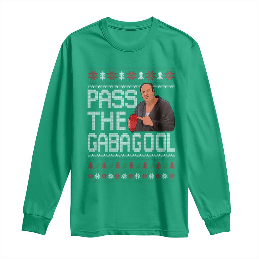 Funny Pass The Gabagool Christmas Long Sleeve Shirt Italian Food Xmas Mafia Movie TS11 Irish Green Print Your Wear