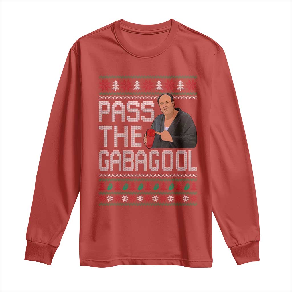 Funny Pass The Gabagool Christmas Long Sleeve Shirt Italian Food Xmas Mafia Movie TS11 Red Print Your Wear
