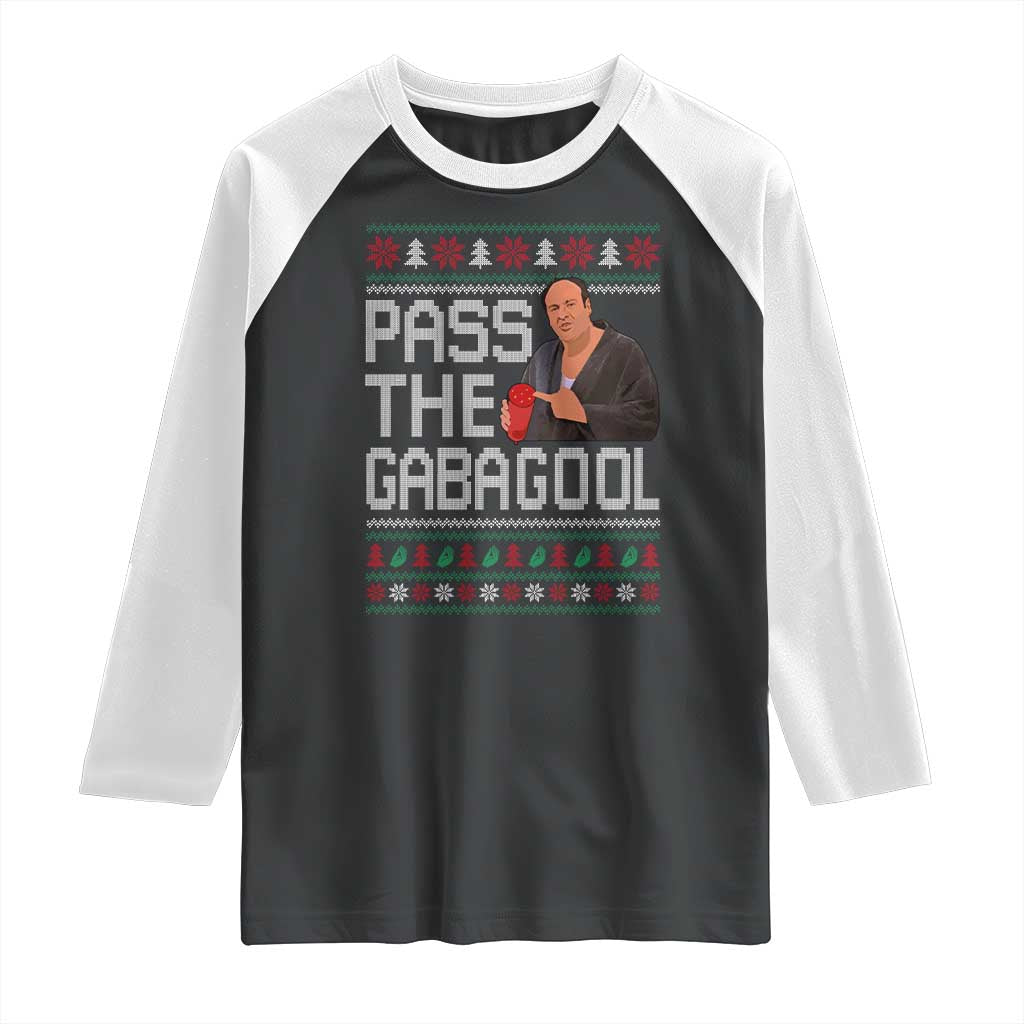 Funny Pass The Gabagool Christmas Raglan Shirt Italian Food Xmas Mafia Movie TS11 Black White Print Your Wear