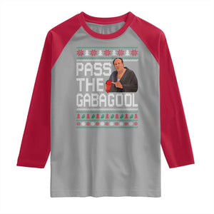 Funny Pass The Gabagool Christmas Raglan Shirt Italian Food Xmas Mafia Movie TS11 Sport Gray Red Print Your Wear