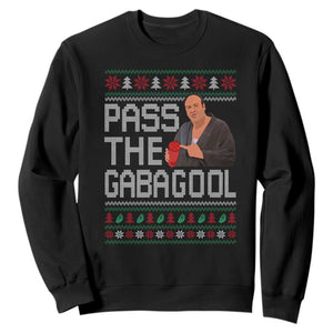 Funny Pass The Gabagool Christmas Sweatshirt Italian Food Xmas Mafia Movie TS11 Black Print Your Wear