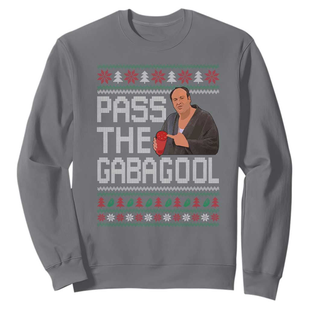 Funny Pass The Gabagool Christmas Sweatshirt Italian Food Xmas Mafia Movie TS11 Charcoal Print Your Wear