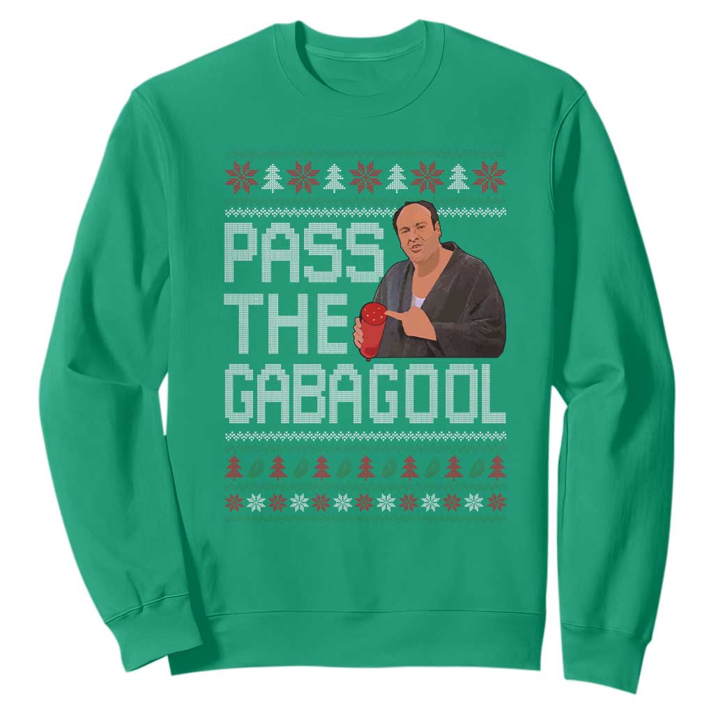 Funny Pass The Gabagool Christmas Sweatshirt Italian Food Xmas Mafia Movie TS11 Irish Green Print Your Wear