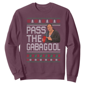 Funny Pass The Gabagool Christmas Sweatshirt Italian Food Xmas Mafia Movie TS11 Maroon Print Your Wear