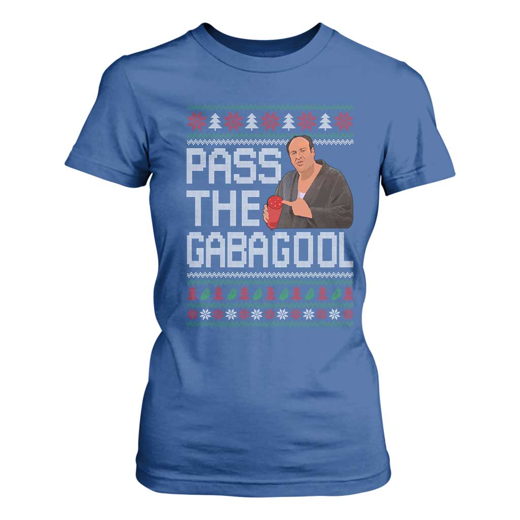 Funny Pass The Gabagool Christmas T Shirt For Women Italian Food Xmas Mafia Movie TS11 Royal Blue Print Your Wear