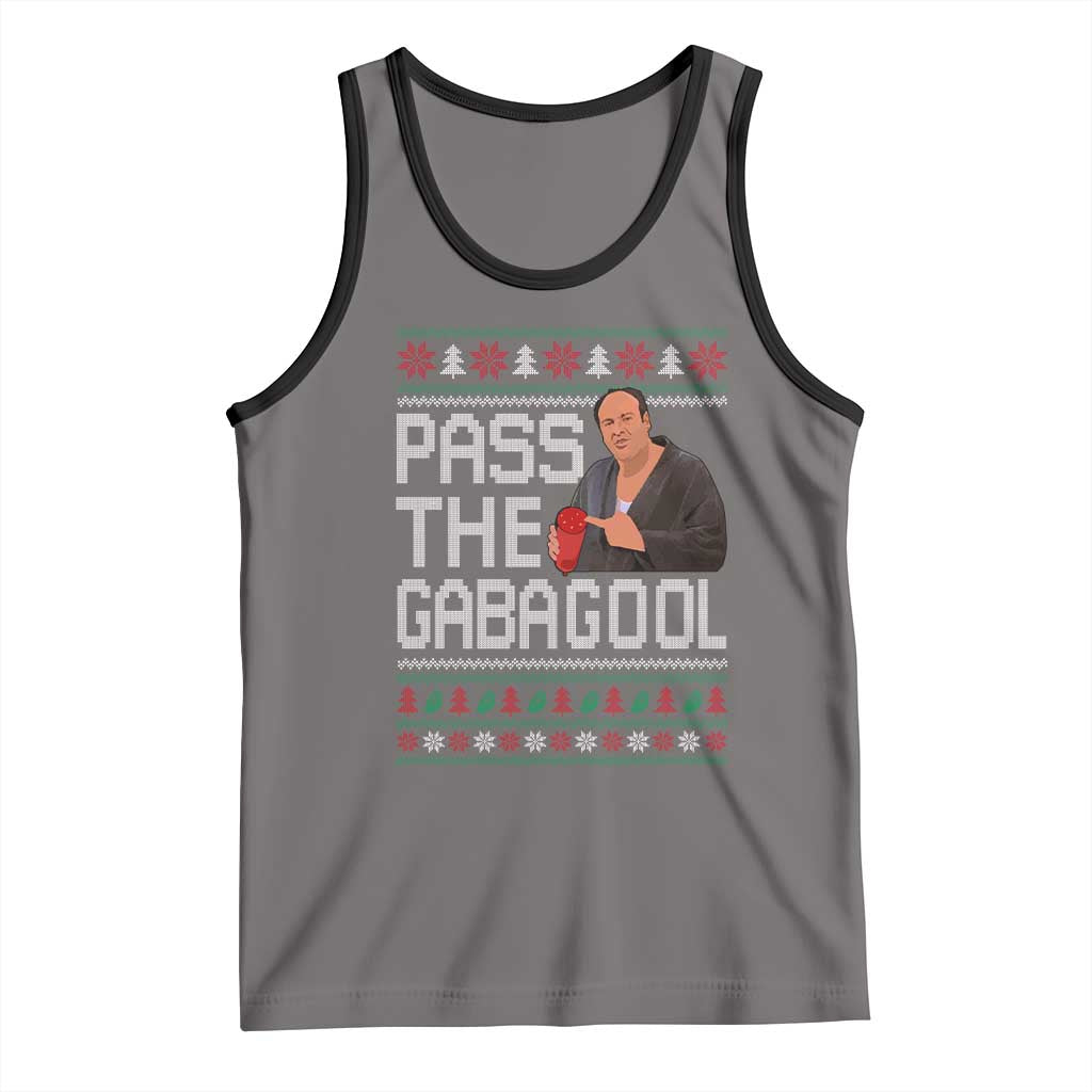 Funny Pass The Gabagool Christmas Tank Top Italian Food Xmas Mafia Movie TS11 Deep Heather Black Print Your Wear
