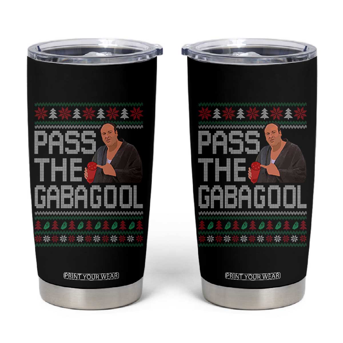 Funny Pass The Gabagool Christmas Tumbler Cup Italian Food Xmas Mafia Movie TS11 Black Print Your Wear