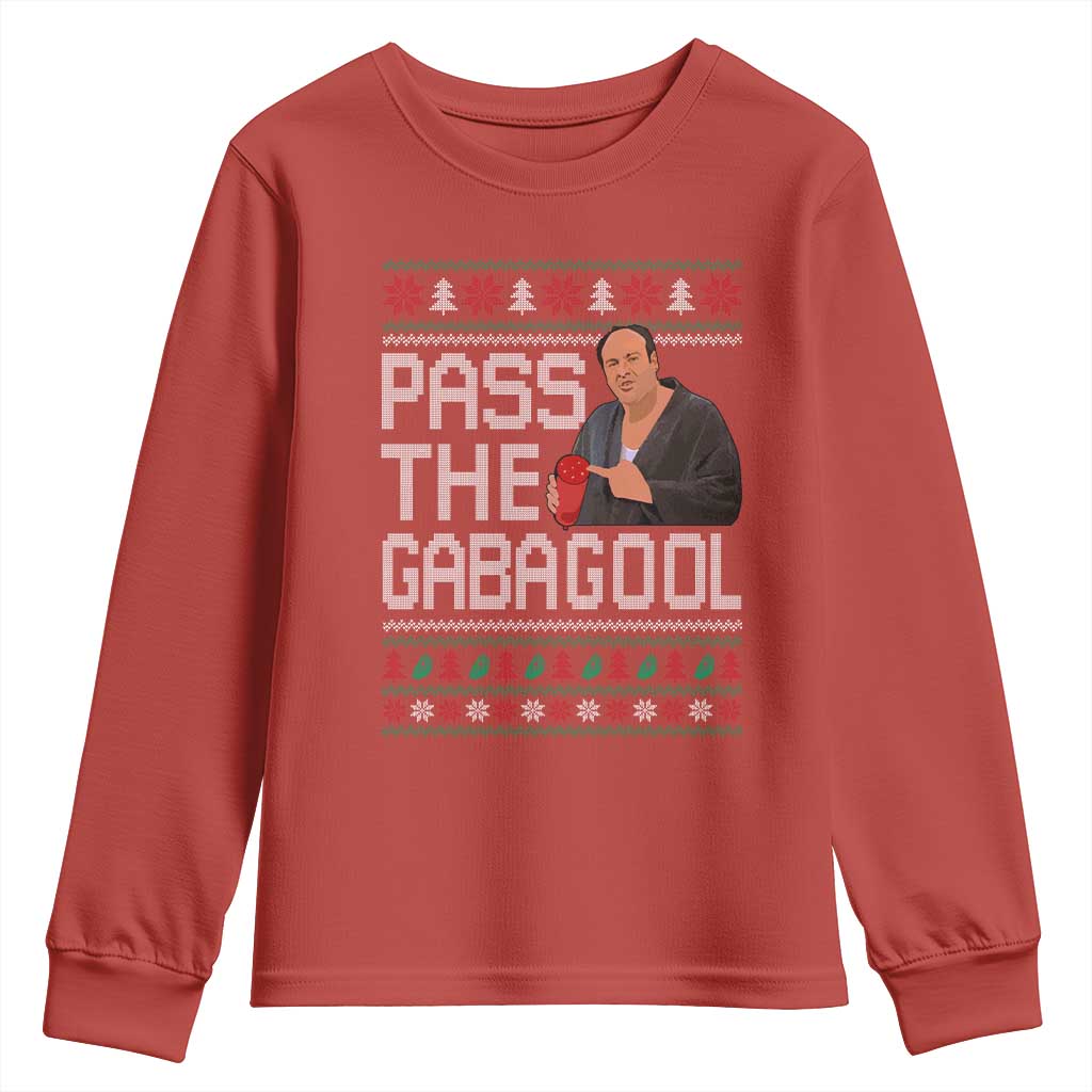 Funny Pass The Gabagool Christmas Youth Sweatshirt Italian Food Xmas Mafia Movie TS11 Red Print Your Wear