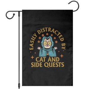 Funny Easily Distracted By Cats And Side Quests Garden Flag RPG Tabletop Gamer TS11 Black Print Your Wear