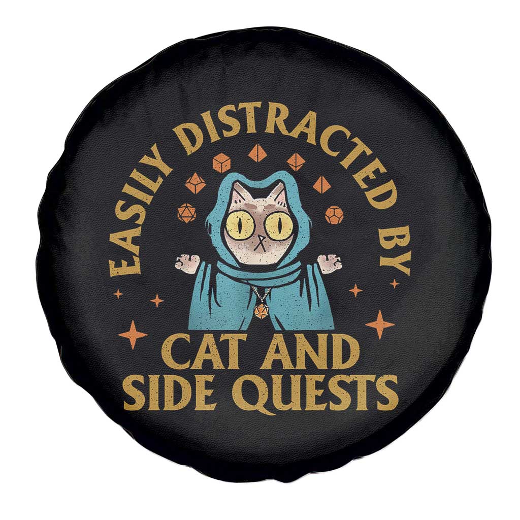 Funny Easily Distracted By Cats And Side Quests Spare Tire Cover RPG Tabletop Gamer TS11 Print Your Wear