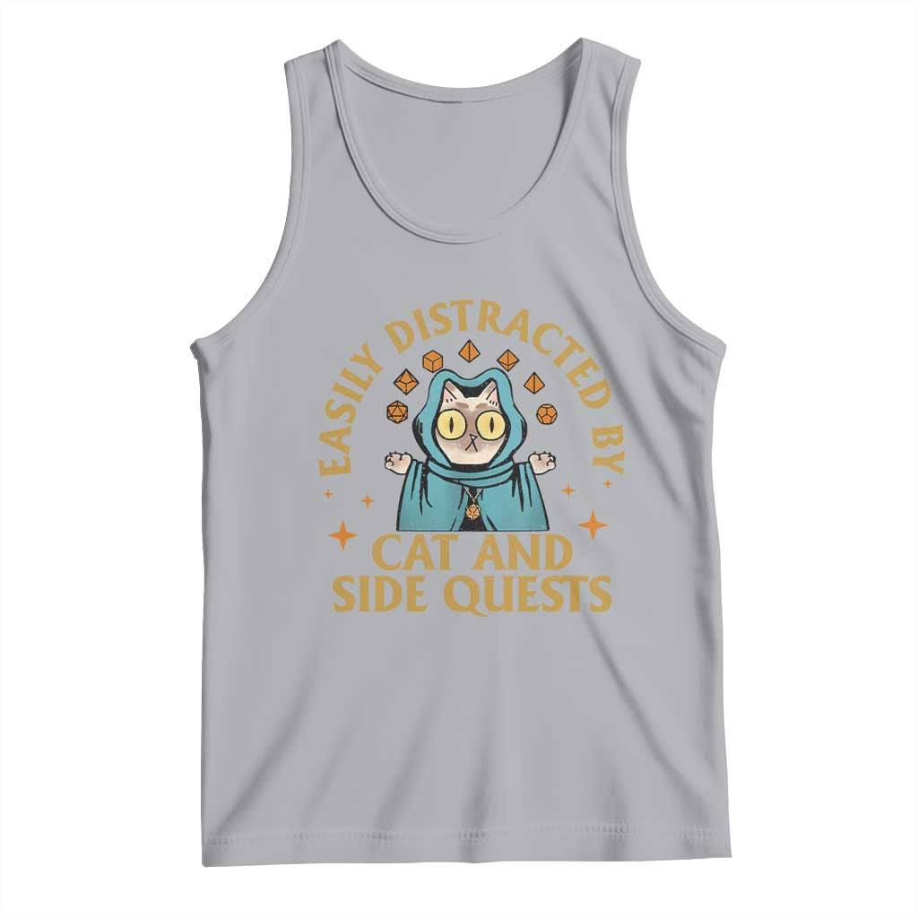 Funny Easily Distracted By Cats And Side Quests Tank Top RPG Tabletop Gamer TS11 Athletic Heather Print Your Wear