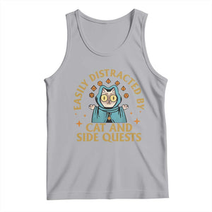 Funny Easily Distracted By Cats And Side Quests Tank Top RPG Tabletop Gamer TS11 Athletic Heather Print Your Wear