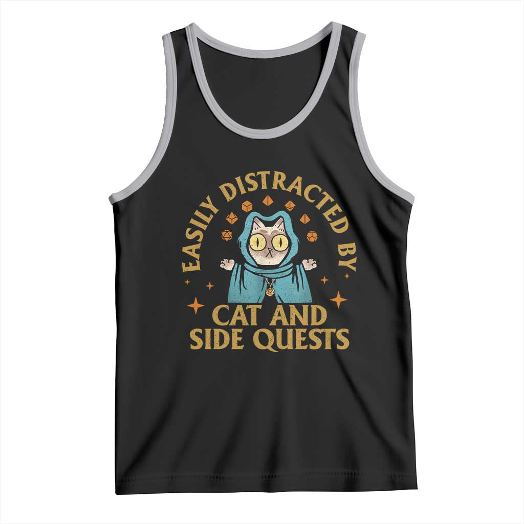 Funny Easily Distracted By Cats And Side Quests Tank Top RPG Tabletop Gamer TS11 Black Athletic Heather Print Your Wear