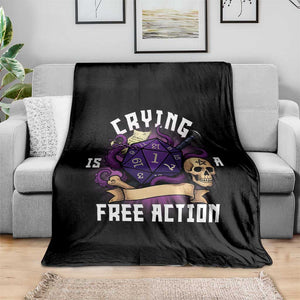 Funny RPG Gamer Crying Is A Free Action Throw Blanket Vintage D20 Side Quests Tabletop TS11 Print Your Wear
