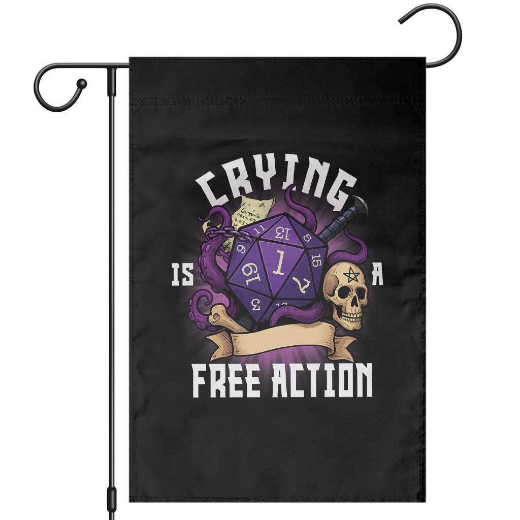 Funny RPG Gamer Crying Is A Free Action Garden Flag Vintage D20 Side Quests Tabletop TS11 Black Print Your Wear