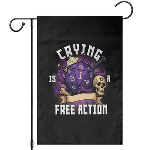 Funny RPG Gamer Crying Is A Free Action Garden Flag Vintage D20 Side Quests Tabletop TS11 Black Print Your Wear