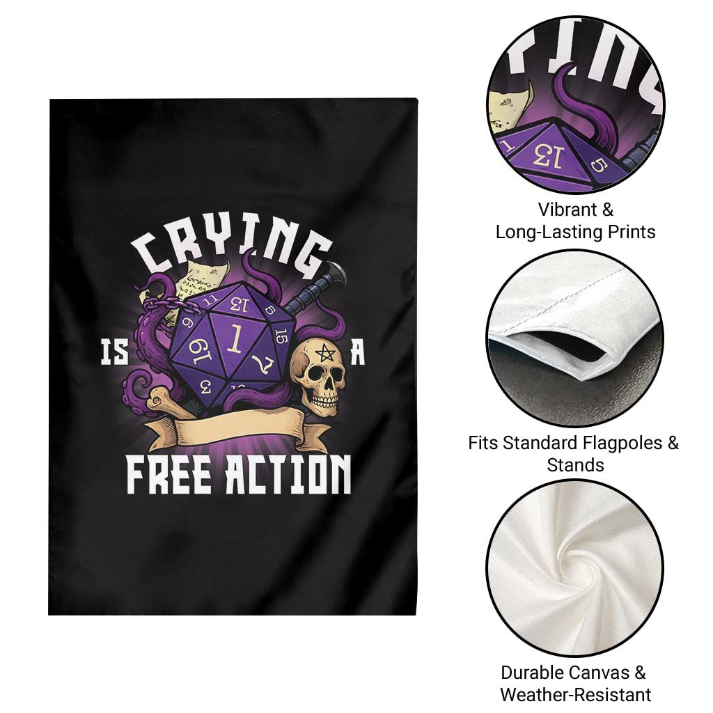 Funny RPG Gamer Crying Is A Free Action Garden Flag Vintage D20 Side Quests Tabletop TS11 Print Your Wear