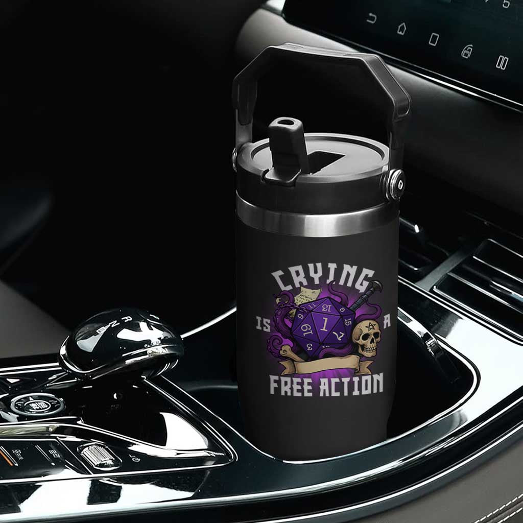 Funny RPG Gamer Crying Is A Free Action Flip Straw Tumbler Vintage D20 Side Quests Tabletop TS11 Print Your Wear