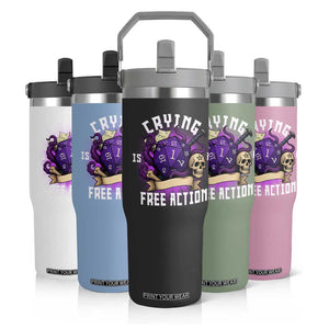 Funny RPG Gamer Crying Is A Free Action Flip Straw Tumbler Vintage D20 Side Quests Tabletop TS11 Print Your Wear