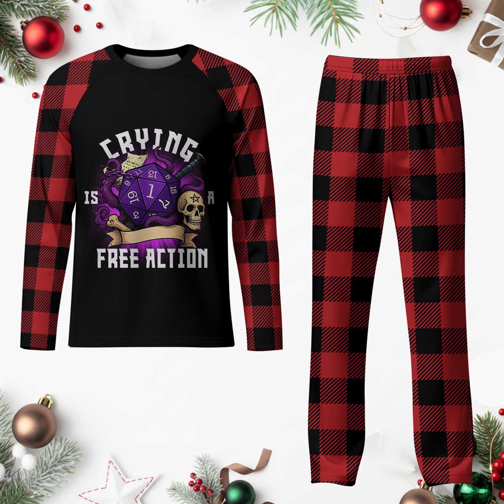 Funny RPG Gamer Crying Is A Free Action Plaid Pajama Set Vintage D20 Side Quests Tabletop TS11 Buffalo Plaid Print Your Wear