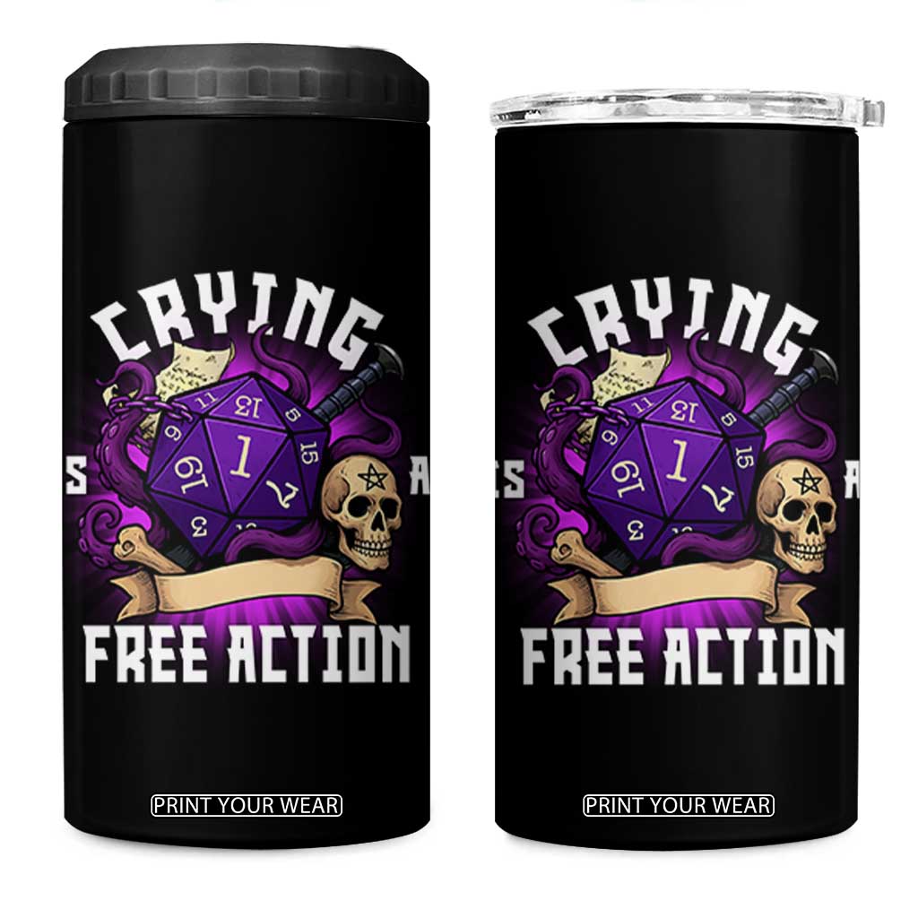 Funny RPG Gamer Crying Is A Free Action 4 in 1 Can Cooler Tumbler Vintage D20 Side Quests Tabletop TS11 One Size: 16 oz Black Print Your Wear