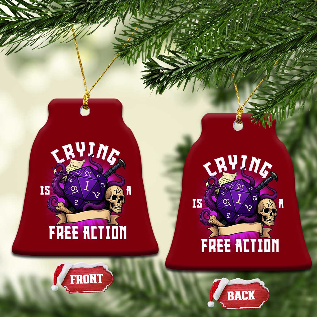Funny RPG Gamer Crying Is A Free Action Ceramic Ornament Vintage D20 Side Quests Tabletop TS11 Print Your Wear