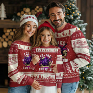 Funny RPG Gamer Crying Is A Free Action Ugly Christmas Sweater Vintage D20 Side Quests Tabletop TS11 Red Beige Print Your Wear