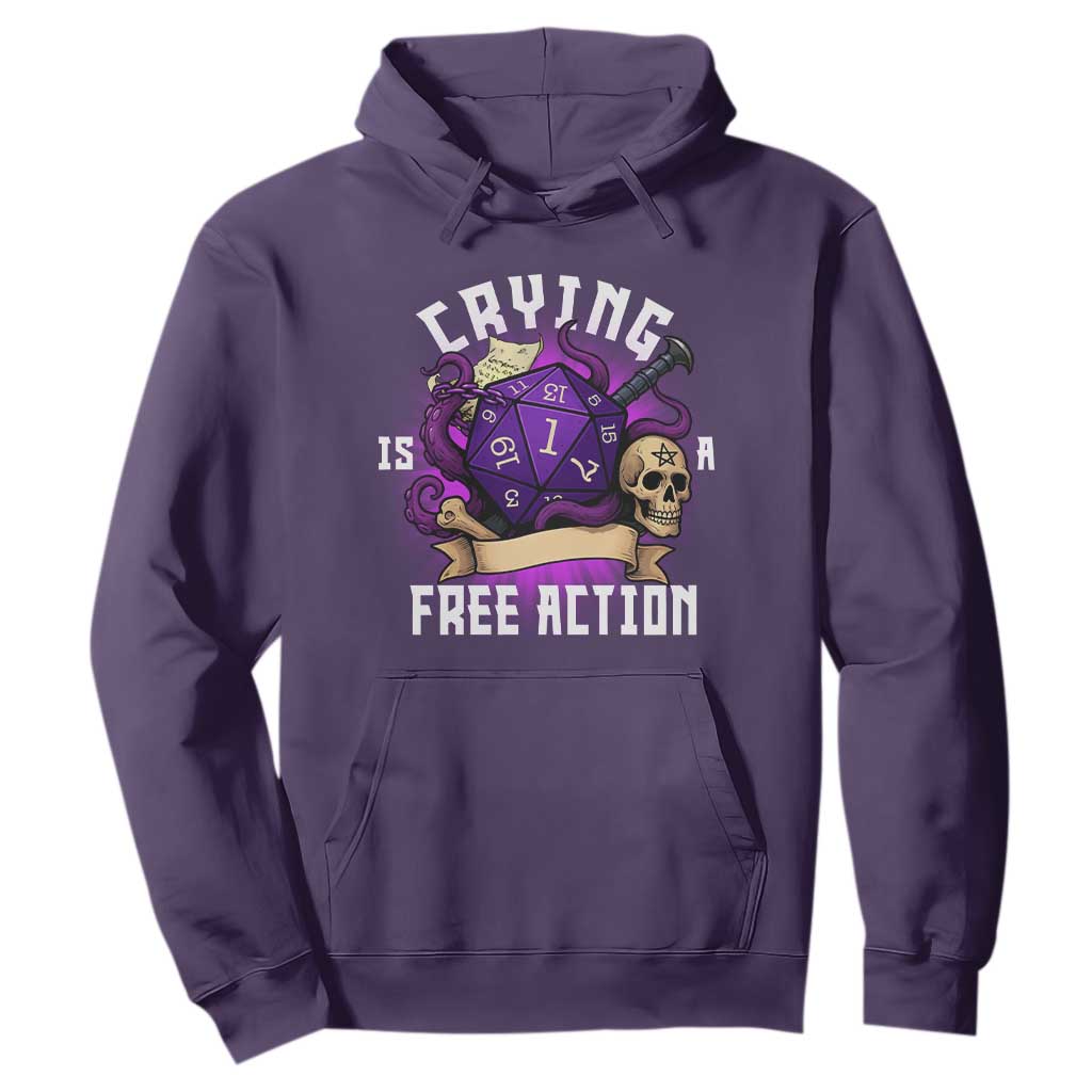 Funny RPG Gamer Crying Is A Free Action Hoodie Vintage D20 Side Quests Tabletop TS11 Purple Print Your Wear