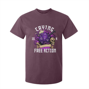 Funny RPG Gamer Crying Is A Free Action T Shirt For Kid Vintage D20 Side Quests Tabletop TS11 Maroon Print Your Wear