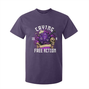 Funny RPG Gamer Crying Is A Free Action T Shirt For Kid Vintage D20 Side Quests Tabletop TS11 Purple Print Your Wear