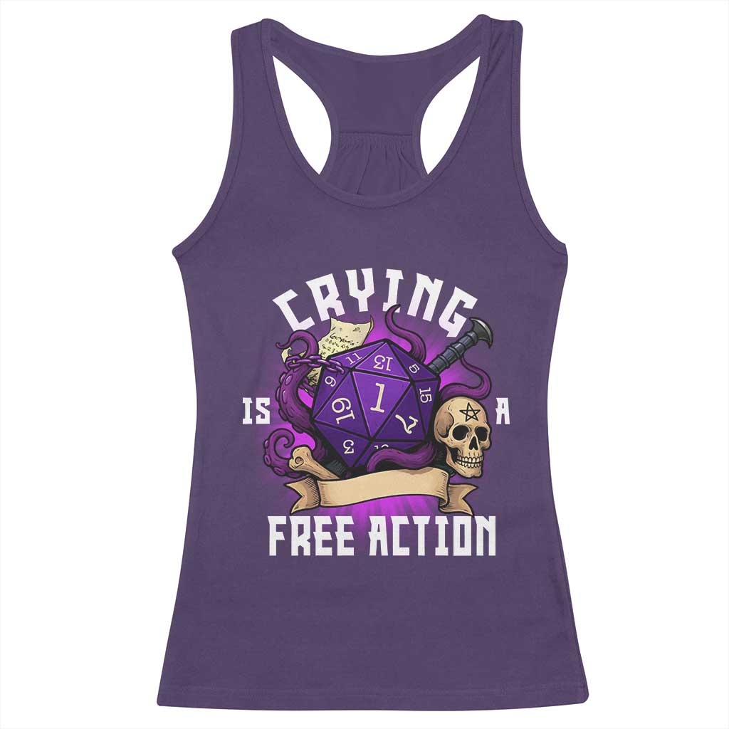 Funny RPG Gamer Crying Is A Free Action Racerback Tank Top Vintage D20 Side Quests Tabletop TS11 Purple Print Your Wear