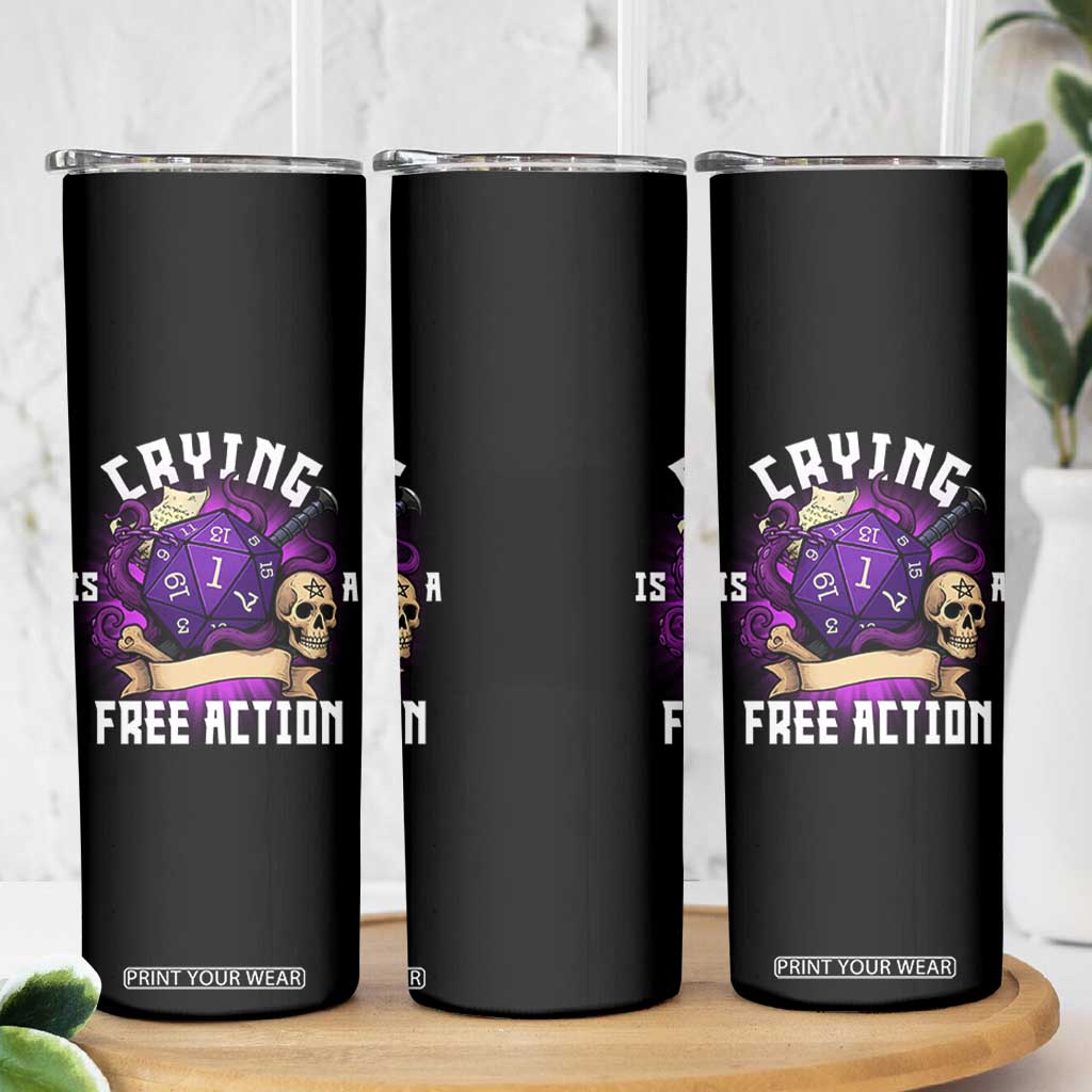 Funny RPG Gamer Crying Is A Free Action Skinny Tumbler Vintage D20 Side Quests Tabletop TS11 Print Your Wear