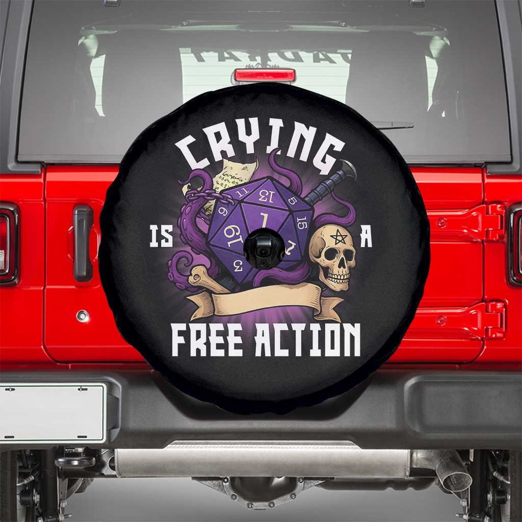 Funny RPG Gamer Crying Is A Free Action Spare Tire Cover Vintage D20 Side Quests Tabletop TS11 Black Print Your Wear