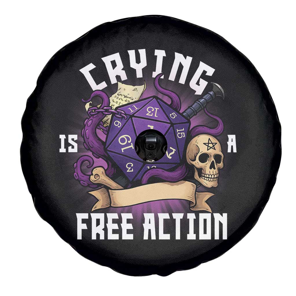 Funny RPG Gamer Crying Is A Free Action Spare Tire Cover Vintage D20 Side Quests Tabletop TS11 Print Your Wear