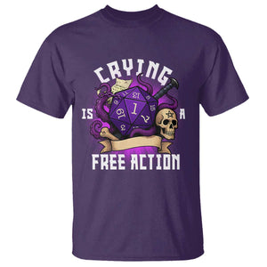 Funny RPG Gamer Crying Is A Free Action T Shirt Vintage D20 Side Quests Tabletop TS11 Purple Print Your Wear