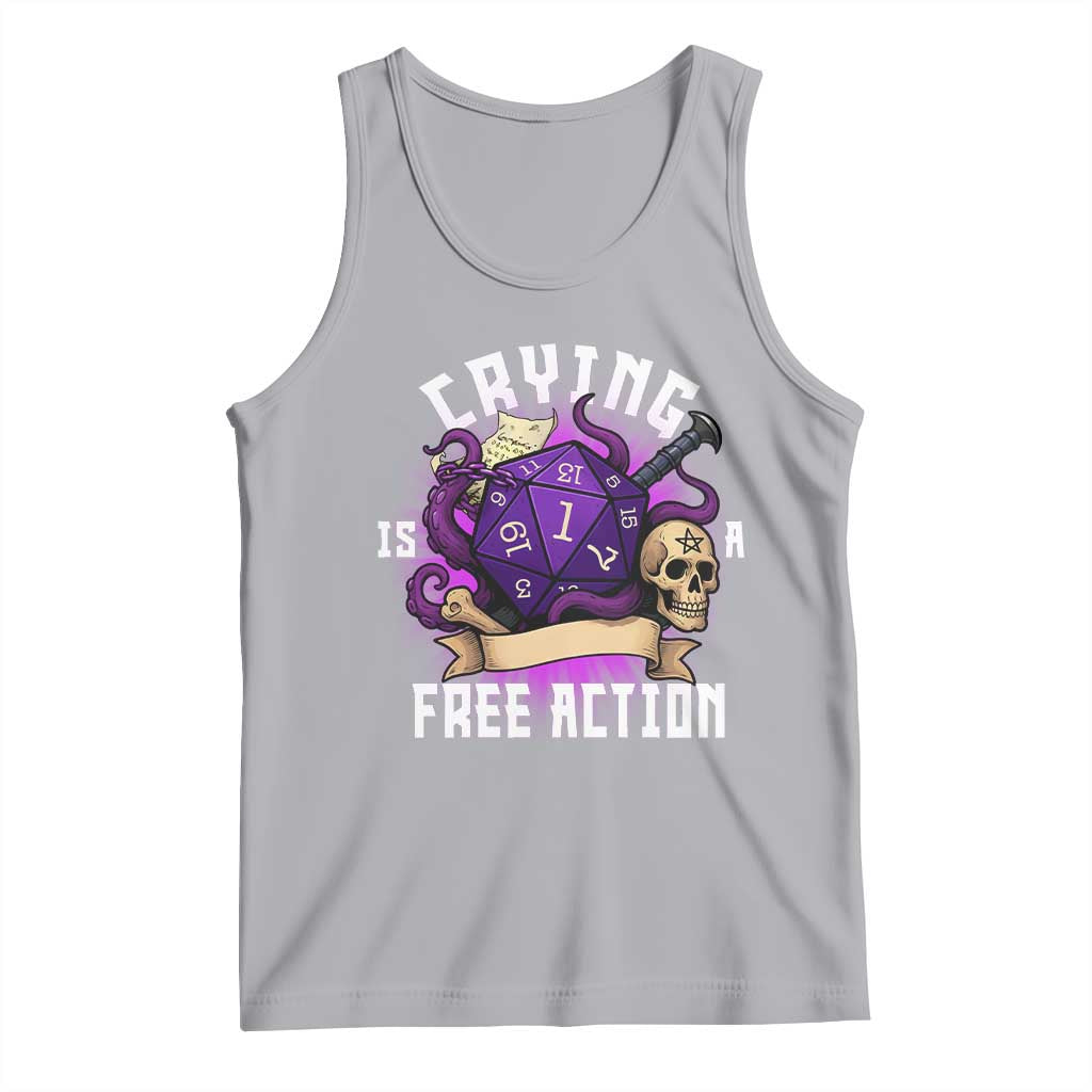 Funny RPG Gamer Crying Is A Free Action Tank Top Vintage D20 Side Quests Tabletop TS11 Athletic Heather Print Your Wear