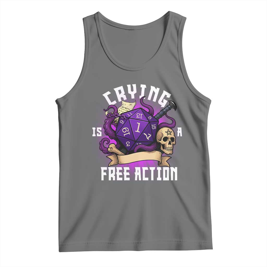 Funny RPG Gamer Crying Is A Free Action Tank Top Vintage D20 Side Quests Tabletop TS11 Black Heather Print Your Wear