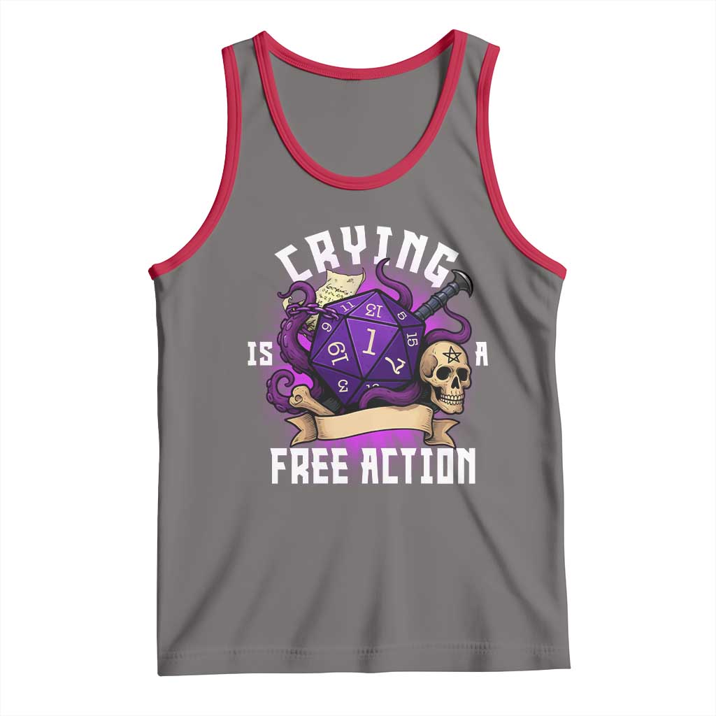 Funny RPG Gamer Crying Is A Free Action Tank Top Vintage D20 Side Quests Tabletop TS11 Deep Heather Red Print Your Wear