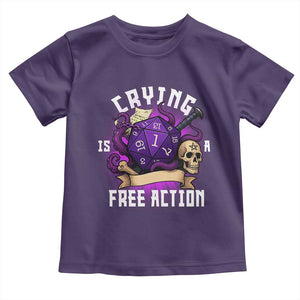 Funny RPG Gamer Crying Is A Free Action Toddler T Shirt Vintage D20 Side Quests Tabletop TS11 Purple Print Your Wear