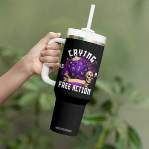 Funny RPG Gamer Crying Is A Free Action Tumbler With Handle Vintage D20 Side Quests Tabletop TS11 Print Your Wear