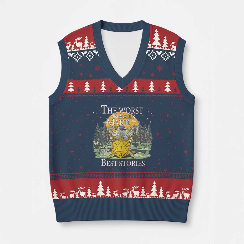 Not All Those Who Wander Are Lost Nevermind V-Neck Knit Sweater Vest Funny RPG Parody Gamer TS11 Navy Red Print Your Wear