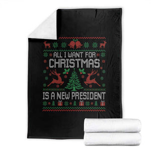 All I Want For Christmas Is A New President Throw Blanket Funny Xmas Political Satire TS11 Black Print Your Wear
