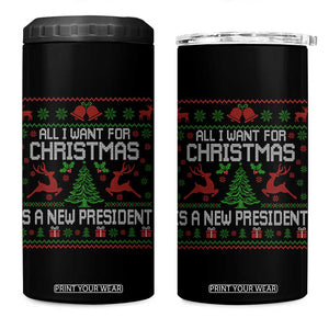 All I Want For Christmas Is A New President 4 in 1 Can Cooler Tumbler Funny Xmas Political Satire TS11 One Size: 16 oz Black Print Your Wear