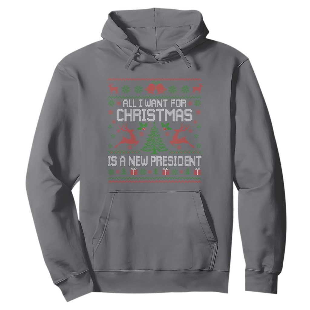 All I Want For Christmas Is A New President Hoodie Funny Xmas Political Satire TS11 Charcoal Print Your Wear
