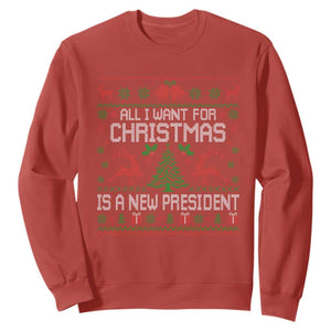 All I Want For Christmas Is A New President Sweatshirt Funny Xmas Political Satire TS11 Red Print Your Wear