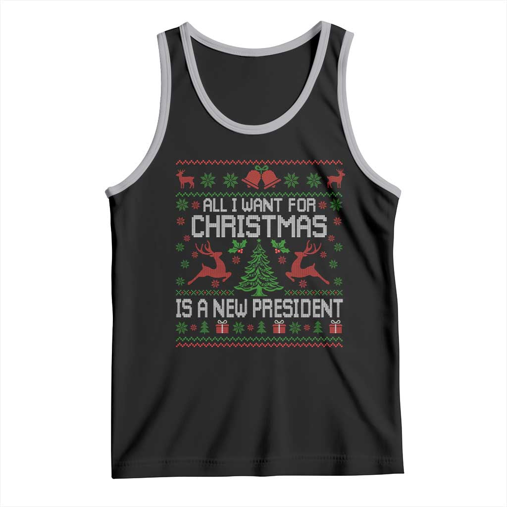 All I Want For Christmas Is A New President Tank Top Funny Xmas Political Satire TS11 Black Athletic Heather Print Your Wear