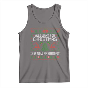 All I Want For Christmas Is A New President Tank Top Funny Xmas Political Satire TS11 Deep Heather Print Your Wear