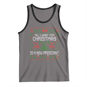 All I Want For Christmas Is A New President Tank Top Funny Xmas Political Satire TS11 Deep Heather Black Print Your Wear